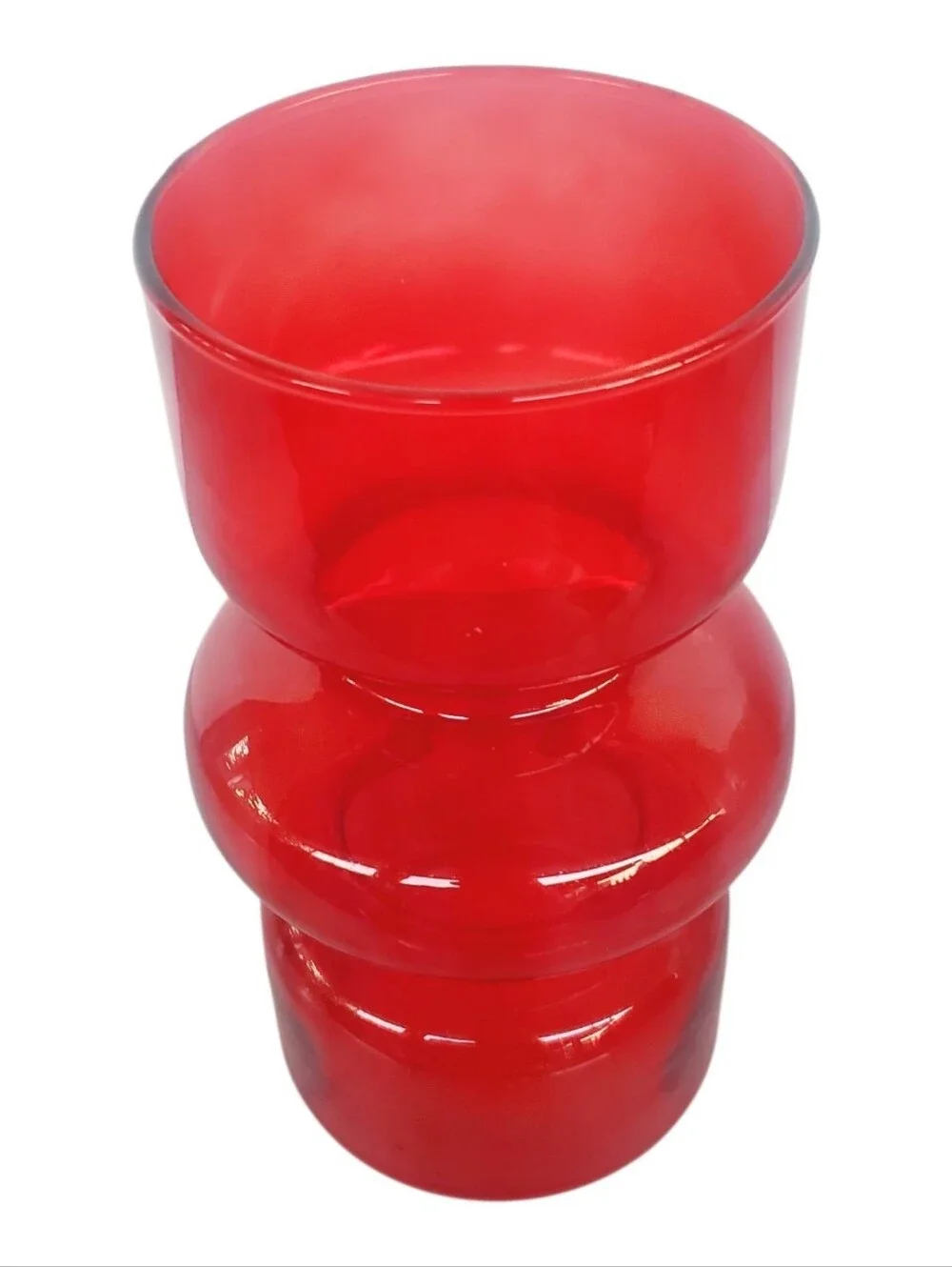 Vintage Red Glass Bud Vase Retro Mid Century Modern Decorative Vase